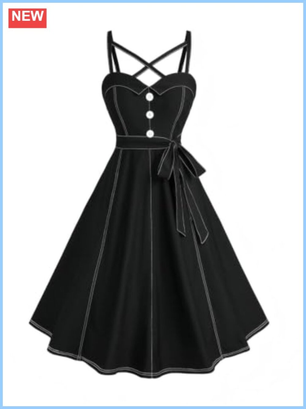 Plus Size Vintage Swing Cocktail Midi Dress Sleeveless A-Line Retro Party Dress